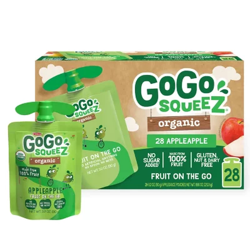 Gogo Squeez Organic Apple Apple, 3.2 Oz., 28 Ct.