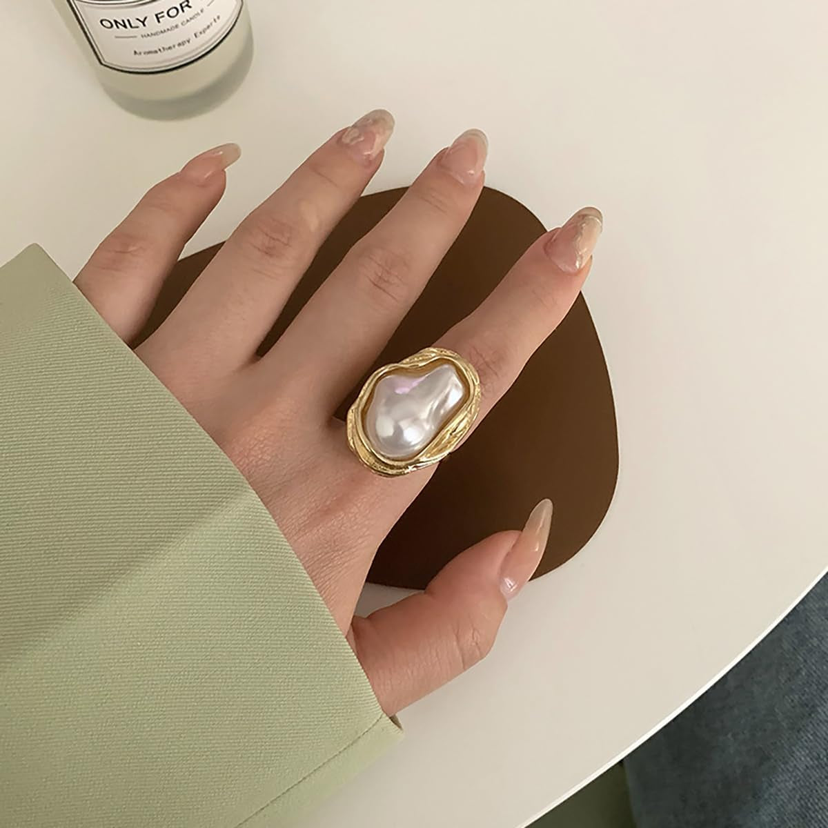 Pearl Ring for Women Promise Stacking Pearl Rings Adjustable Open Pearls Finger Ring Trendy Personality Christmas Pearls Jewerly Prom Dress Jewerly