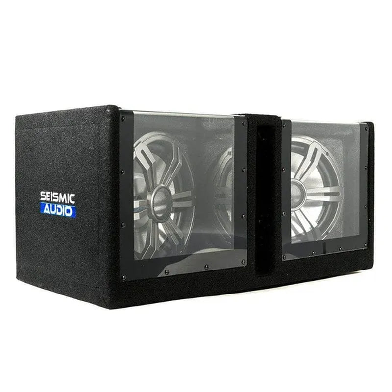 SA-PGSV10LED - Dual 10 Inch Vented 1000 Watt Car Audio Subwoofer Box with LED Lights & Plexiglass Window