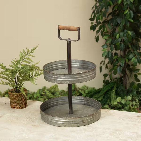 Tiered Grey Metal Tray