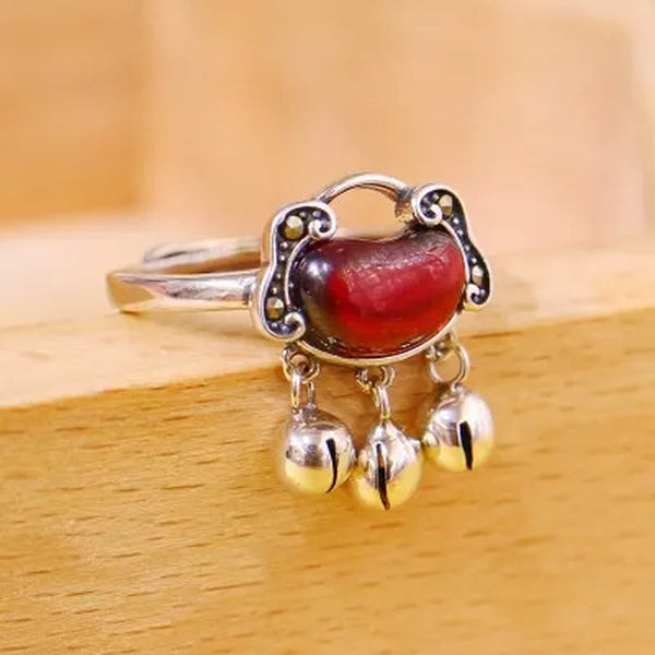 Popular Women'S Fashion 925 Sterling Silver Ring Elegant Retro Ruby Longevity Lock Jewelry Wedding Engagement Party Ring Size 5-11