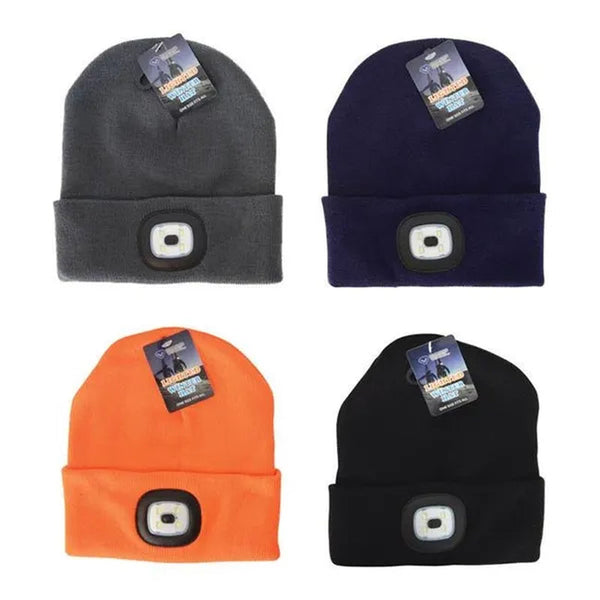 Diamond Visions 9009367 Beanie Lighted Winter Hat - Assorted Color, Pack of 24