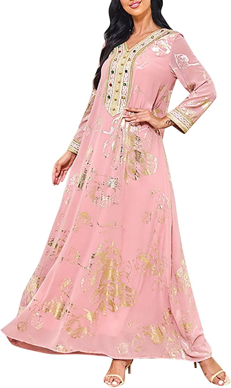 Women'S Chiffon Kaftan Abaya Dress Muslim Long Sleeve Self Tie Flowy Maxi Dress Abaya Casual Dress Dubai Outfits