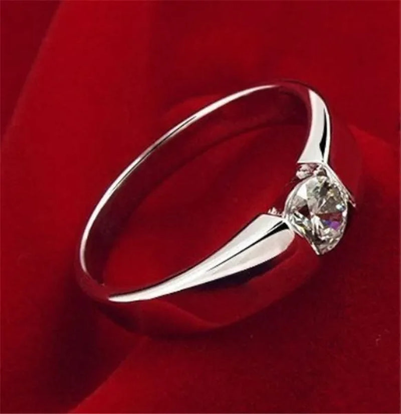 Luxury Fashion Man'S and Woman'S Diamond Wedding Ring Silver Ring Titanium Steel Ring Engagement Bijoux Jewelry