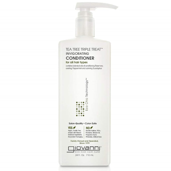 Tea Tree Triple Treat Invigorating Conditioner - Cooling Peppermint, Eucalyptus, Rosemary, Helps Dry Flaking Scalp, Paraben Free, Helps to Moisturize, Smooth & Detangle - 24 Oz (1 Pack)