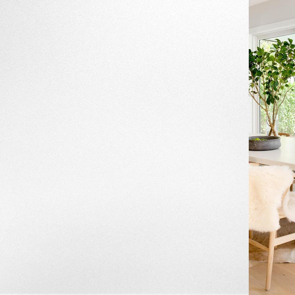 Window Privacy Film, Non-Adhesive Frosted Glass Window Film for Bathroom, Static Cling Heat Blocking Stickers for Home Indoor Opaque Frosting Coverings House Tint, Matte White 17.5" X 78.7"