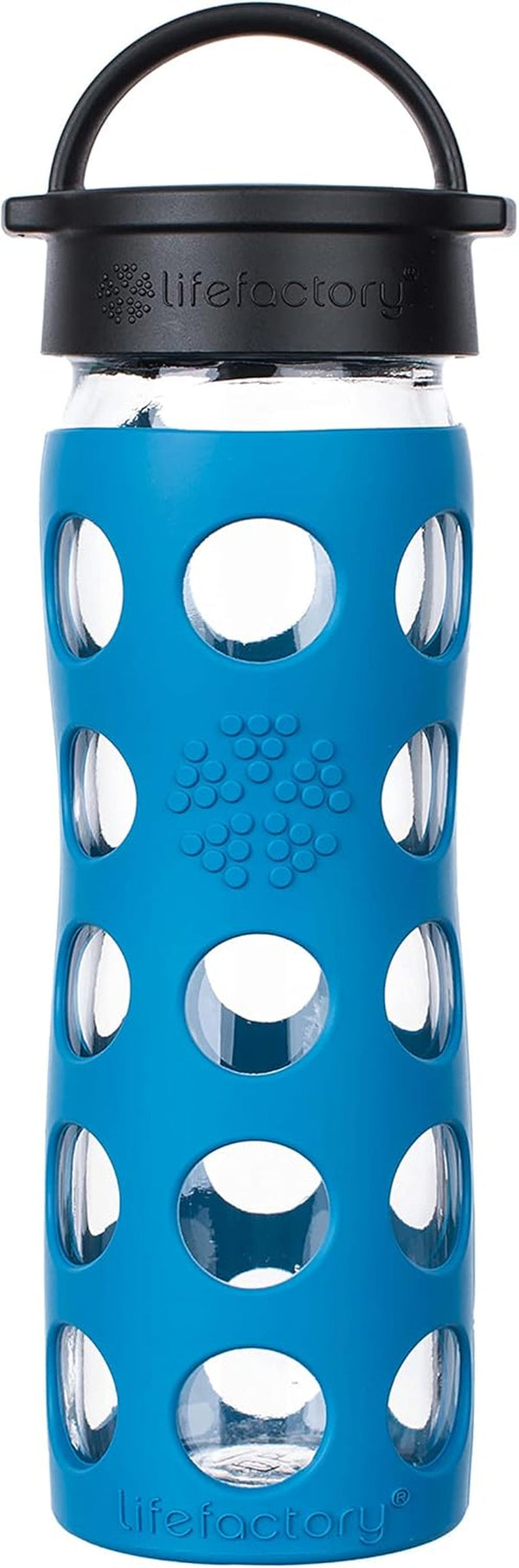 16-Ounce Bpa-Free Glass Water Bottle with Classic Cap and Protective Silicone Sleeve, Teal Lake