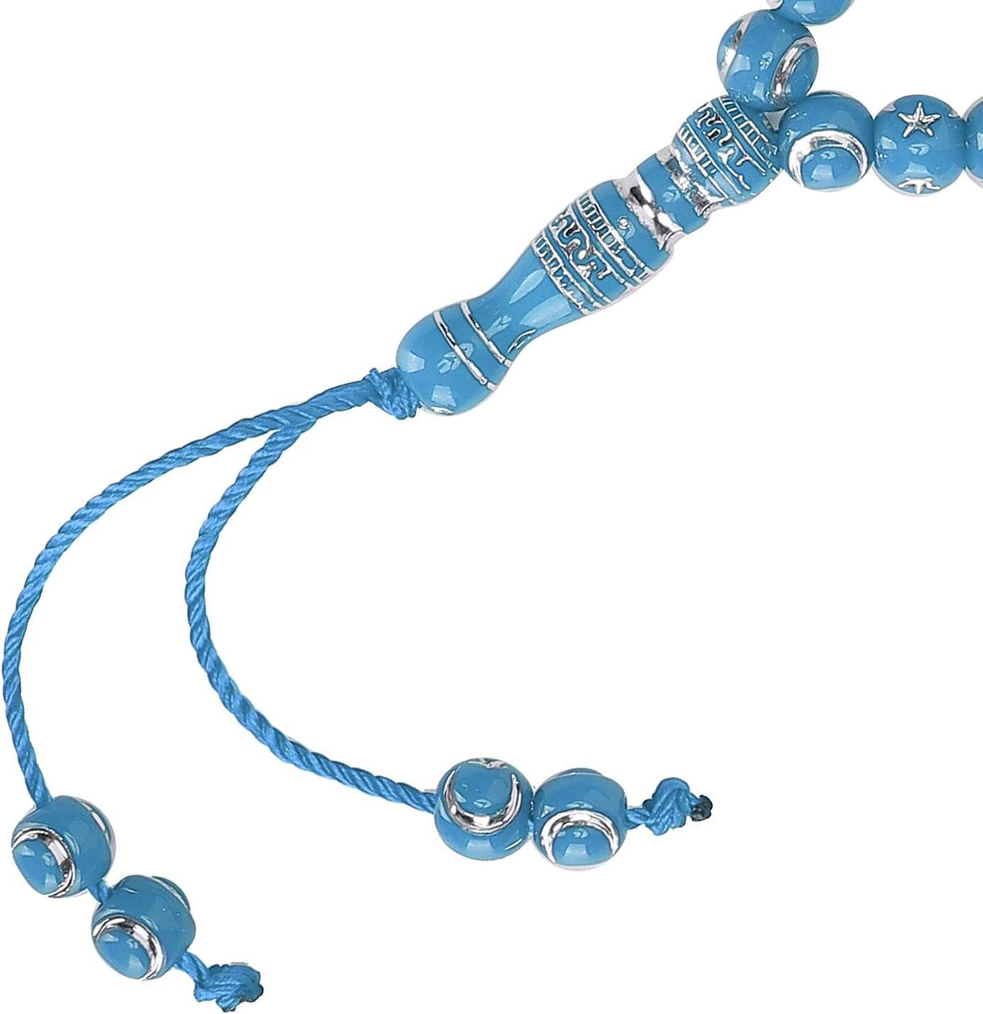 Islamic Prayer Beads, Muslim Rosary Beads 99 Grains Resin Gilding Religious Article Islam Prayer Rosary Beads Islamic[Blue] Necklaces