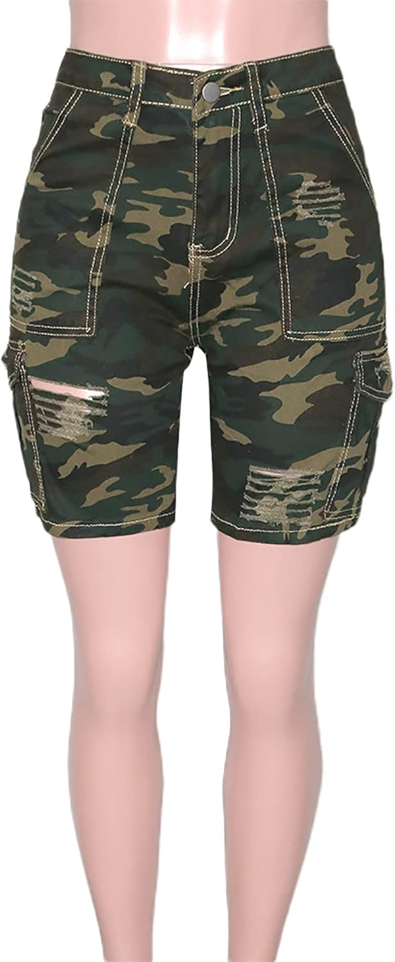Womens Camo Cargo Shorts High Waisted Casual Trendy Summer Army Fatigue Short Jeans Loose Fit Workout Short Pants