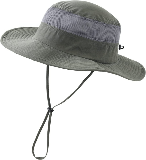 Men'S Sun Hat UPF 50+ Wide Brim Bucket Hat Mesh Fishing Hat