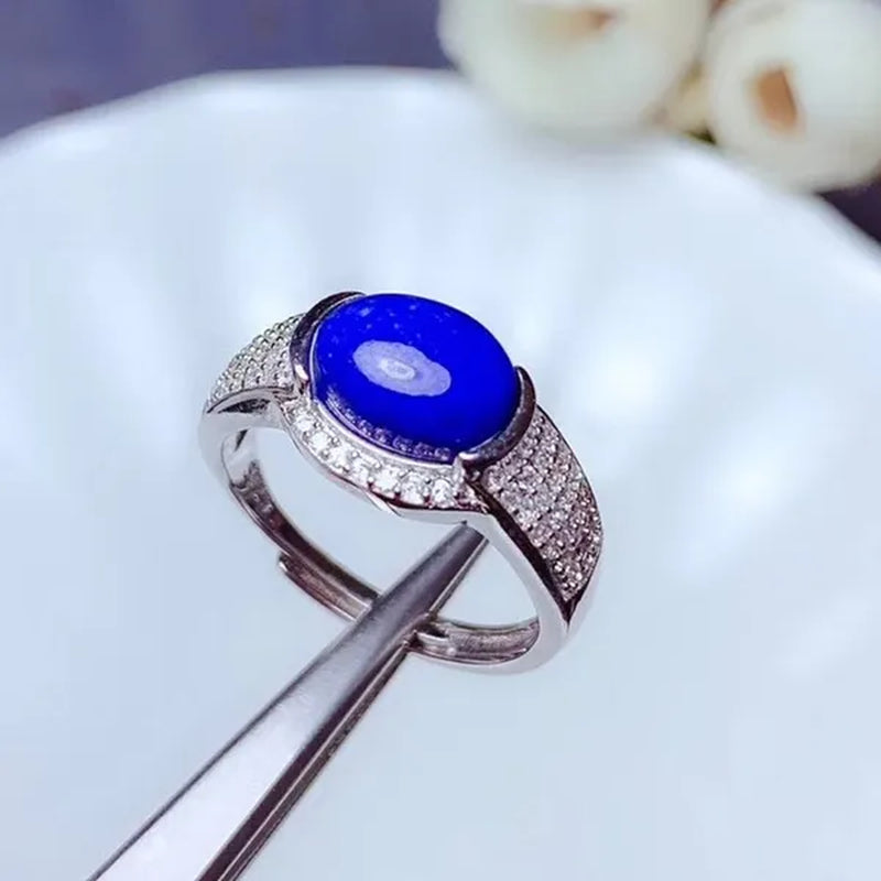 CoLife Jewelry 925 Silver Lapis Lazuli Ring for Daily Wear 7mm*9mm Natural Lapis Lazuli Ring Fashion Silver Gemstone Ring