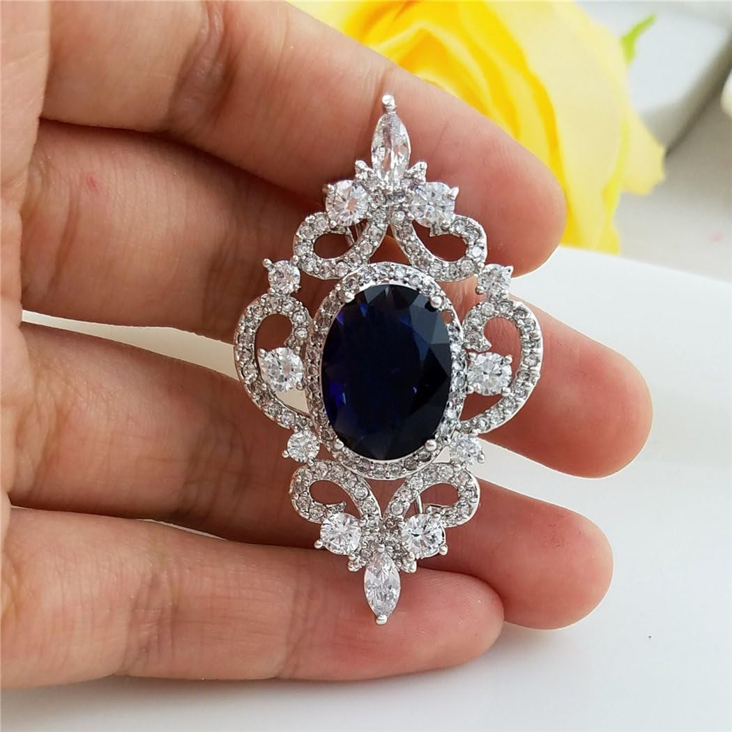Wedding Formal Accessory Cubic Zirconia Brooch Pendant Pin