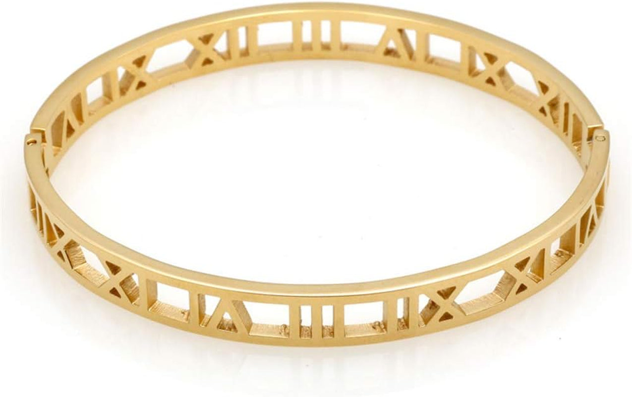 Roman Numeral Series Hollow Carved Bracelet - Fashionable Women'S Three-Color Roman Bracelet