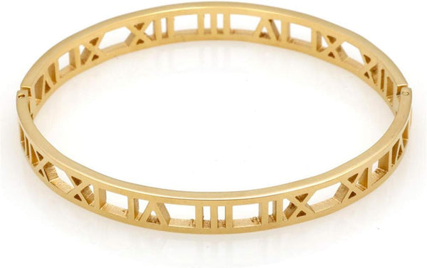 Roman Numeral Series Hollow Carved Bracelet - Fashionable Women'S Three-Color Roman Bracelet