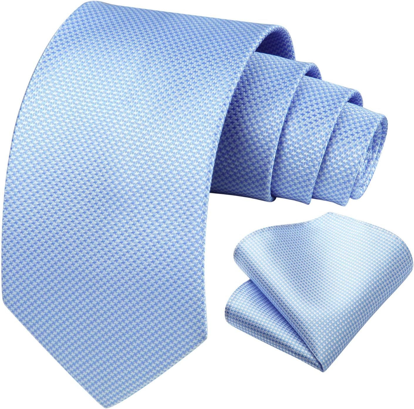 Ties for Men Solid Houndstooth Neckties Handkerchief Formal Business Tie & Pocket Square Set Wedding Party