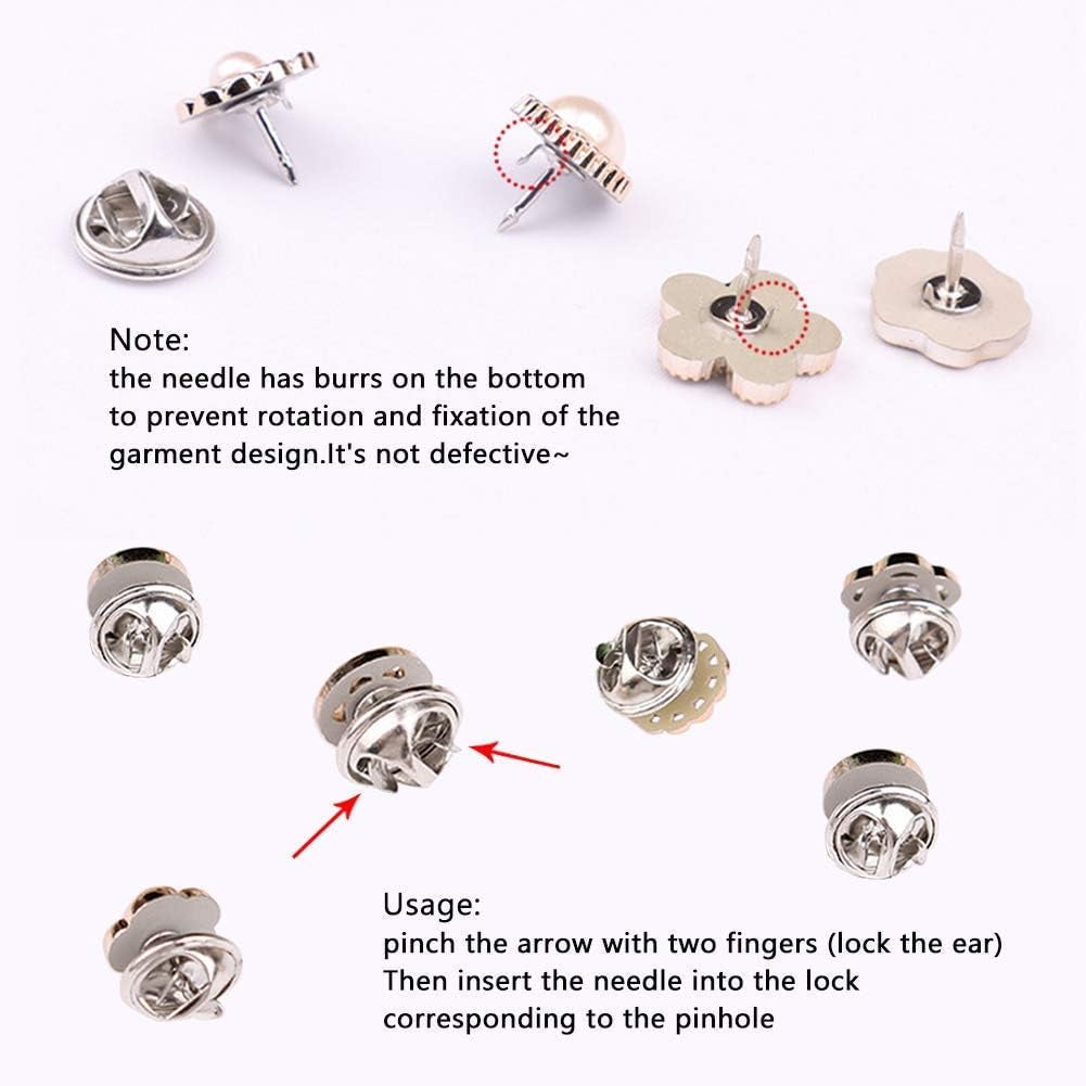 10-Pack Women Shirt Brooch Lapel Pins Safety Buckle Knitwear Sweater Decorate Pearl Buttons Metal Tie Tacks Pin Back Clutch B