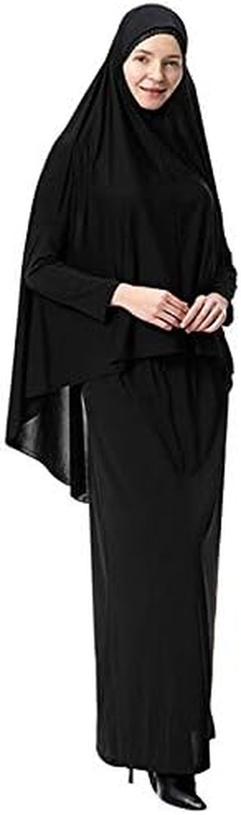 Muslim Women'S Two-Piece Prayer Dress Hijab Scarf Full Length Islamic Abaya Set for Hajj Umrah
