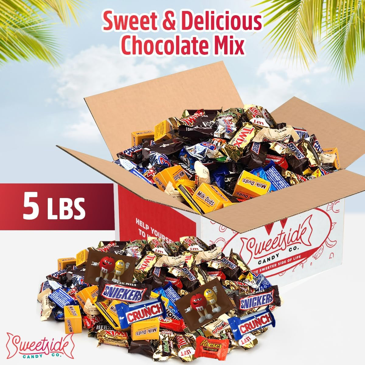 Chocolate Candy Variety Pack Assorted Bulk Candy, Ideal Bag of Candy for Kids, Adults, Perfect Chocolate Mix for Treat Bowls, 5 LB