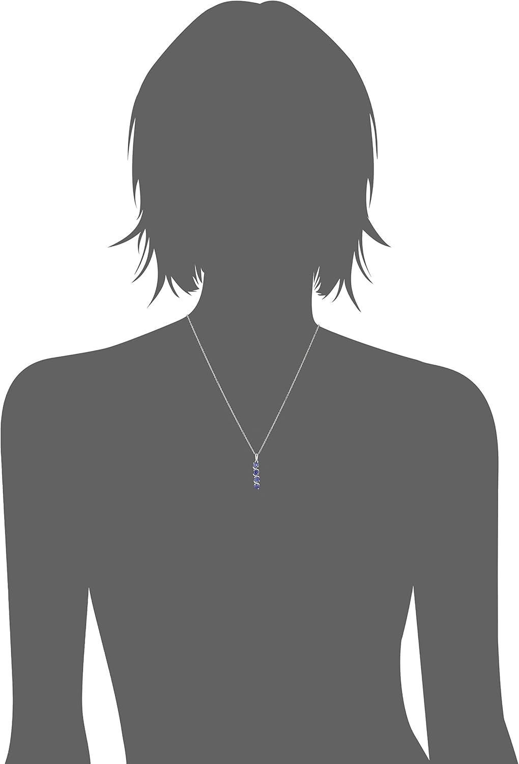 Womens Sterling Silver Created Gemstones Four Stone Pendant Necklace (Previously Amazon Collection)
