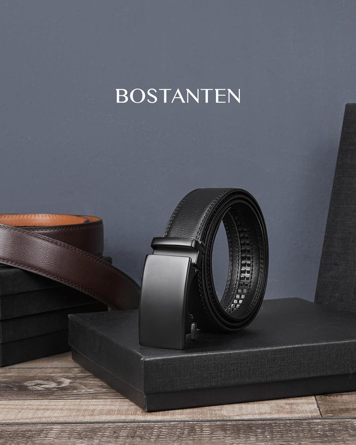 Ratchet Mens Belt Leather Dress and Casual with Adjustable Buckle, Trim to Fit