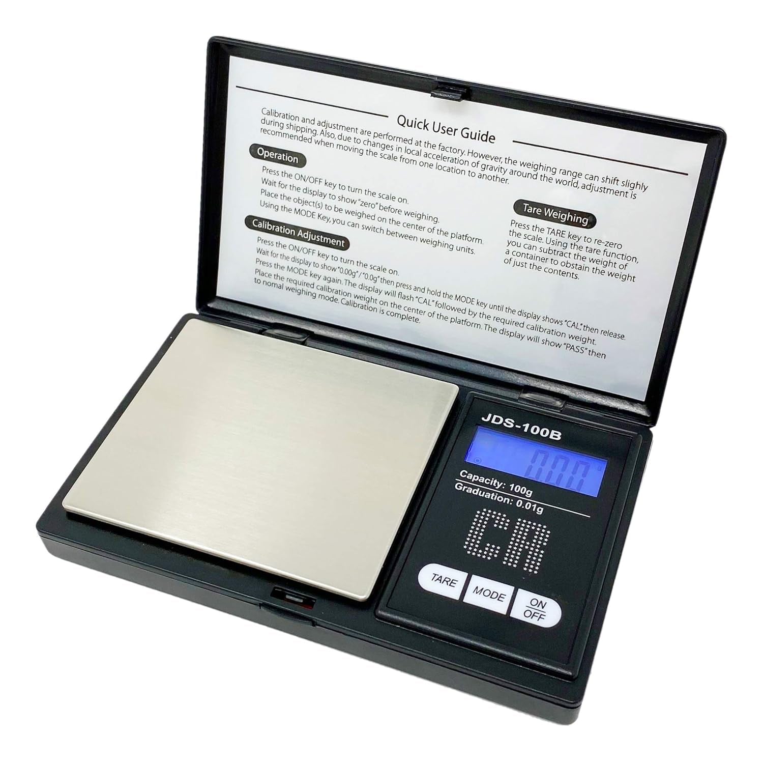 Scale Premium Digital Food Scale - 100G by 0.01G, Black, Portable (JDS-100B) (Battery Included)