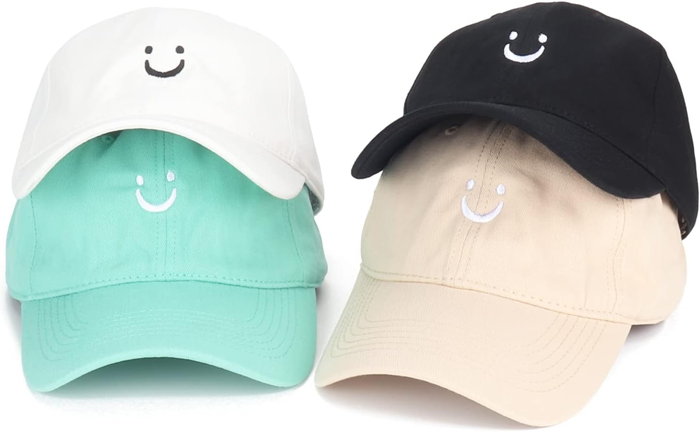 Smile Face Baseball Cap for Women Men Adjustable Low Profile Unstructured Cotton Dad Hat