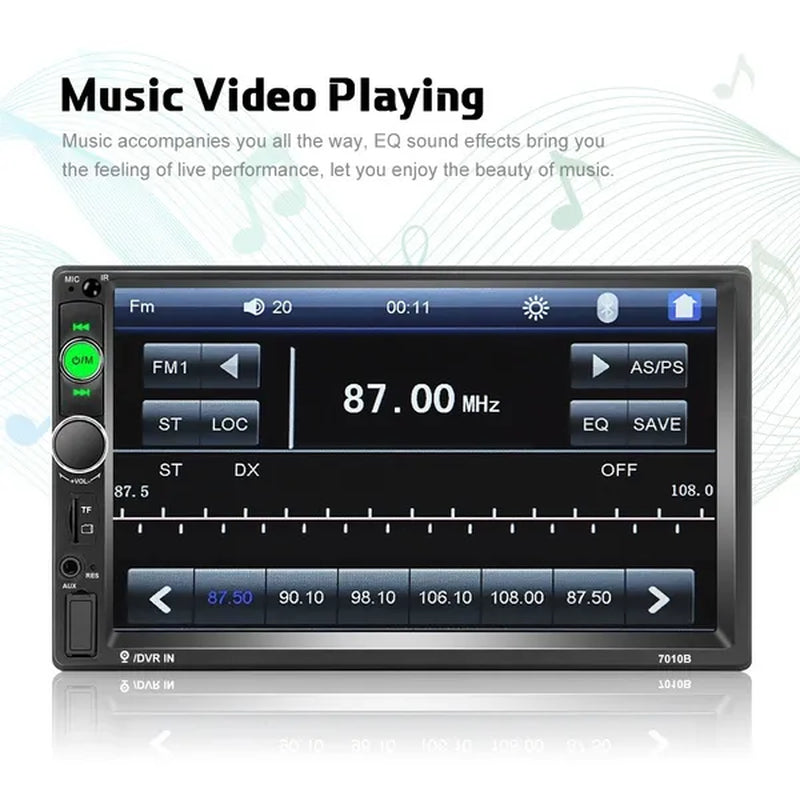 2 Din 7" HD Touch Screen Digital Display Car Multimedia Player Audio Stereo Radio Autoradio Car MP5 Player with Bluetooth USB FM Support Mirror Link Rear View Camera Connection