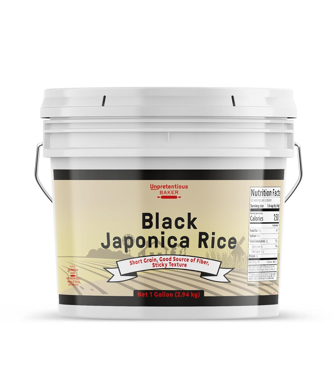 Japonica Black Rice, 1 Gallon, Good Source of Fiber, Nutty Flavor