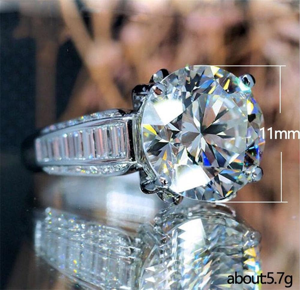 925 Sterling Silver Shiny Full Diamond Gemstone Ring Cubic Zirconia Rings 5 Carat CZ Diamond Multi Row Ring Eternity Engagement Wedding Band Ring for Women (US Code 9)