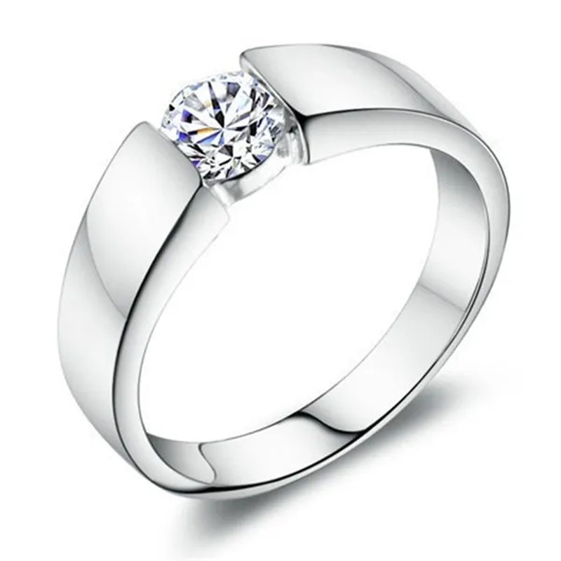 Luxury Fashion Man'S and Woman'S Diamond Wedding Ring Silver Ring Titanium Steel Ring Engagement Bijoux Jewelry