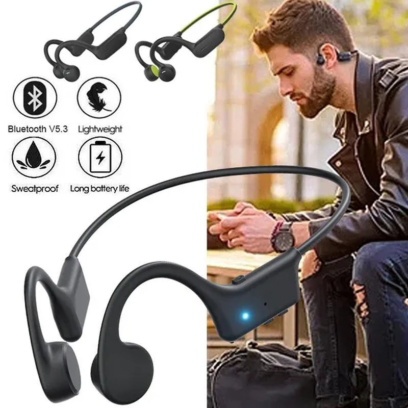 Open Ear Bone Conduction Bluetooth Headphones Waterproof Stereo Wireless Headset with Microphone for Driving Working Running Cycling