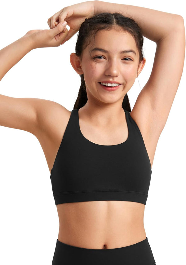 Girls Butterluxe Training Bra - Strappy Scoop Neck for Teens Kids Yoga Sports Comfort Dance Crop Top