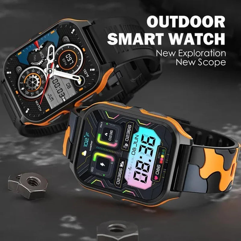 2024 NEW Military Smart Watch for Men Bluetooth Call, Rugged Tactical Smartwatch for Android Phones and iPhone, 3ATM Waterproof Outdoor Sports Fitness Tracker with Heart Rate, Voice Assistant.