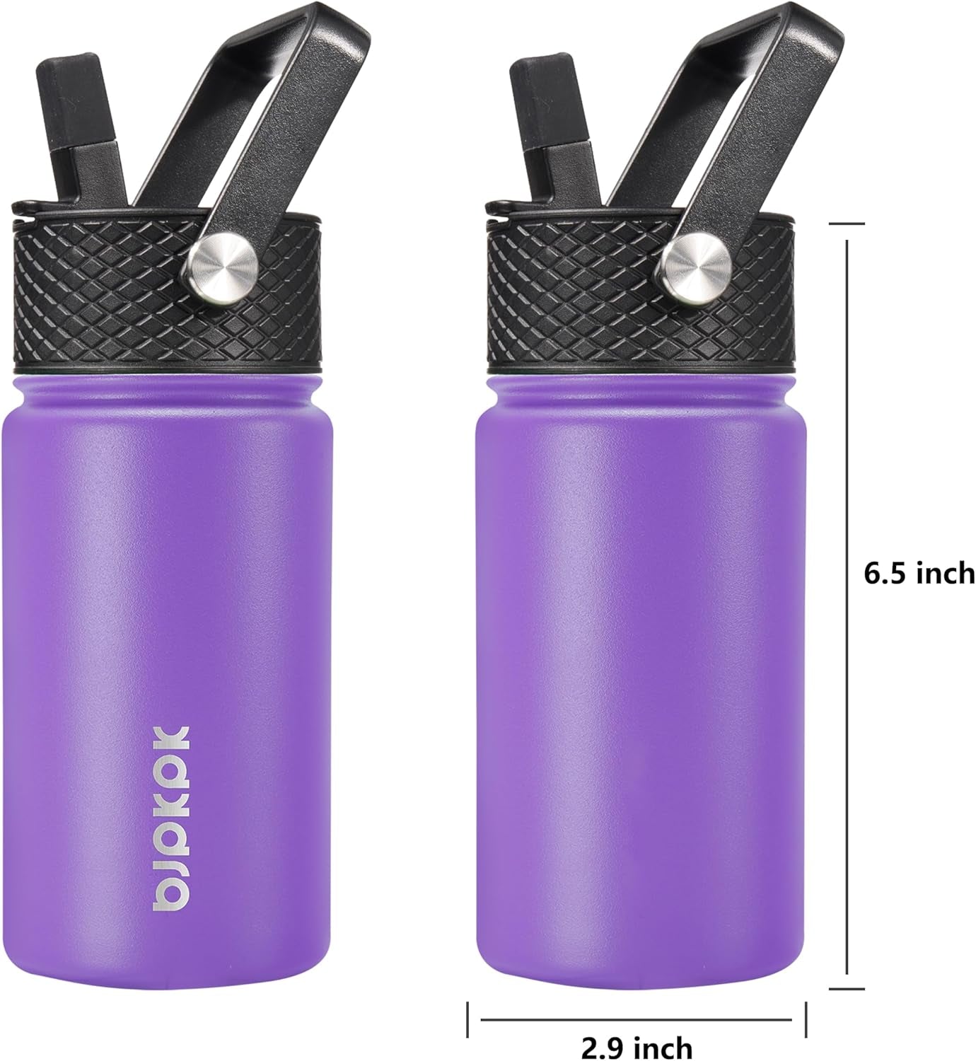 Water Bottle with Straw Lid, 15 Oz Insulated Water Bottle, Stainless Steel Metal Water Bottles, Reusable Leak Proof BPA Free Thermos, Flask, Cups, Macaron-Modena