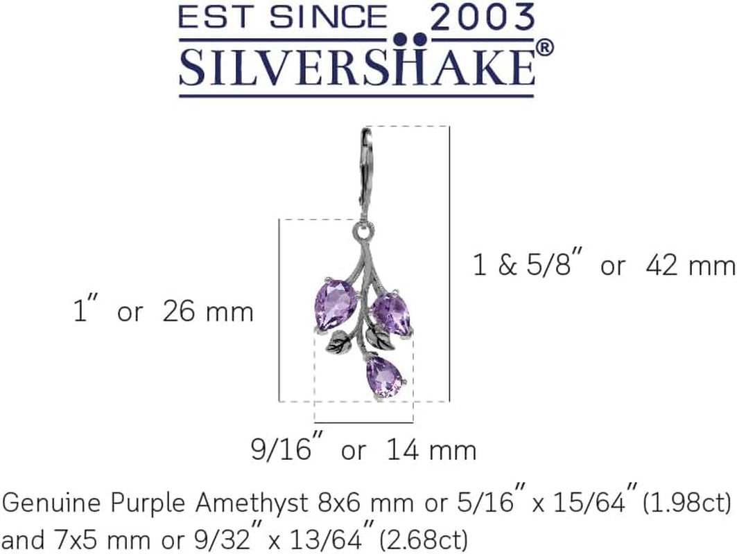 Pear Shape Gemstones 925 Sterling Silver Leaf Leverback Drop Dangle Earrings Jewelry for Women Anniversary Birthday Gift