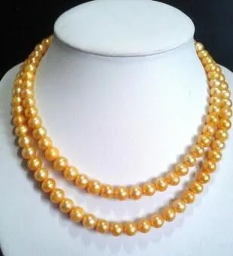WHOLESALE STUNNING 8-9MM SOUTH SEA GOLD PEARL NECKLACE 34'' AAA