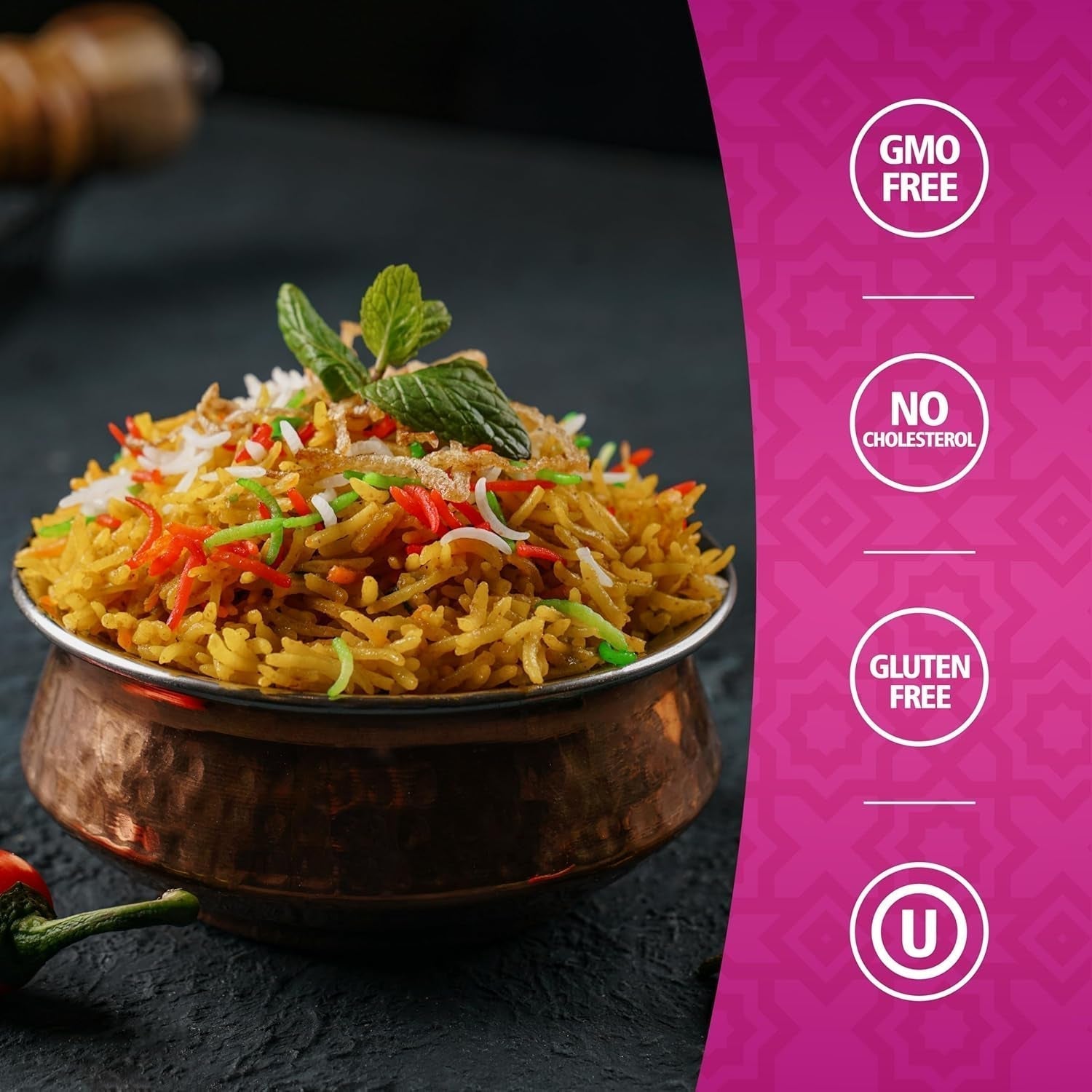 Authentic Smoked Basmati Rice by  in 2 Lb Resealable Zipper Bag - Aromatic and Flavorful Indian Grain - Non-Gmo, Gluten Free, Kosher, Cholesterol Free