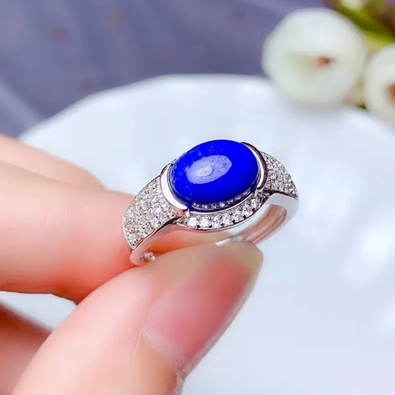CoLife Jewelry 925 Silver Lapis Lazuli Ring for Daily Wear 7mm*9mm Natural Lapis Lazuli Ring Fashion Silver Gemstone Ring