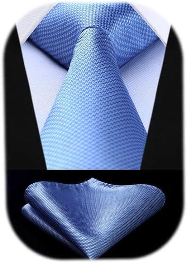 Ties for Men Solid Houndstooth Neckties Handkerchief Formal Business Tie & Pocket Square Set Wedding Party