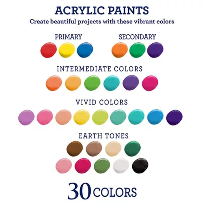 Artskills 30-Piece Premium Acrylic Paint Set with Paint Palette