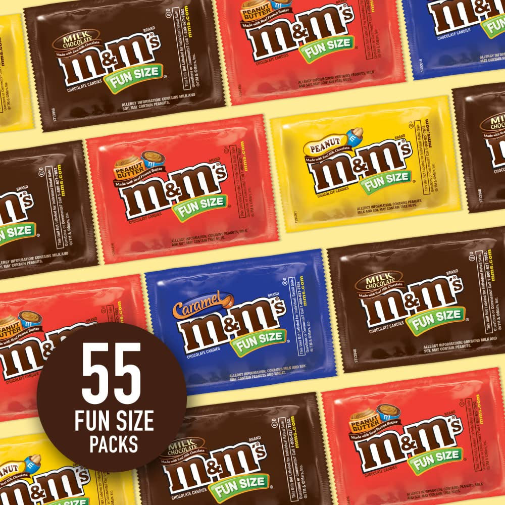 Fun Size Milk Chocolate, Peanut, Peanut Butter & Caramel Candy Variety Pack, 30.35 Oz/55 Ct Bulk Candy Bag