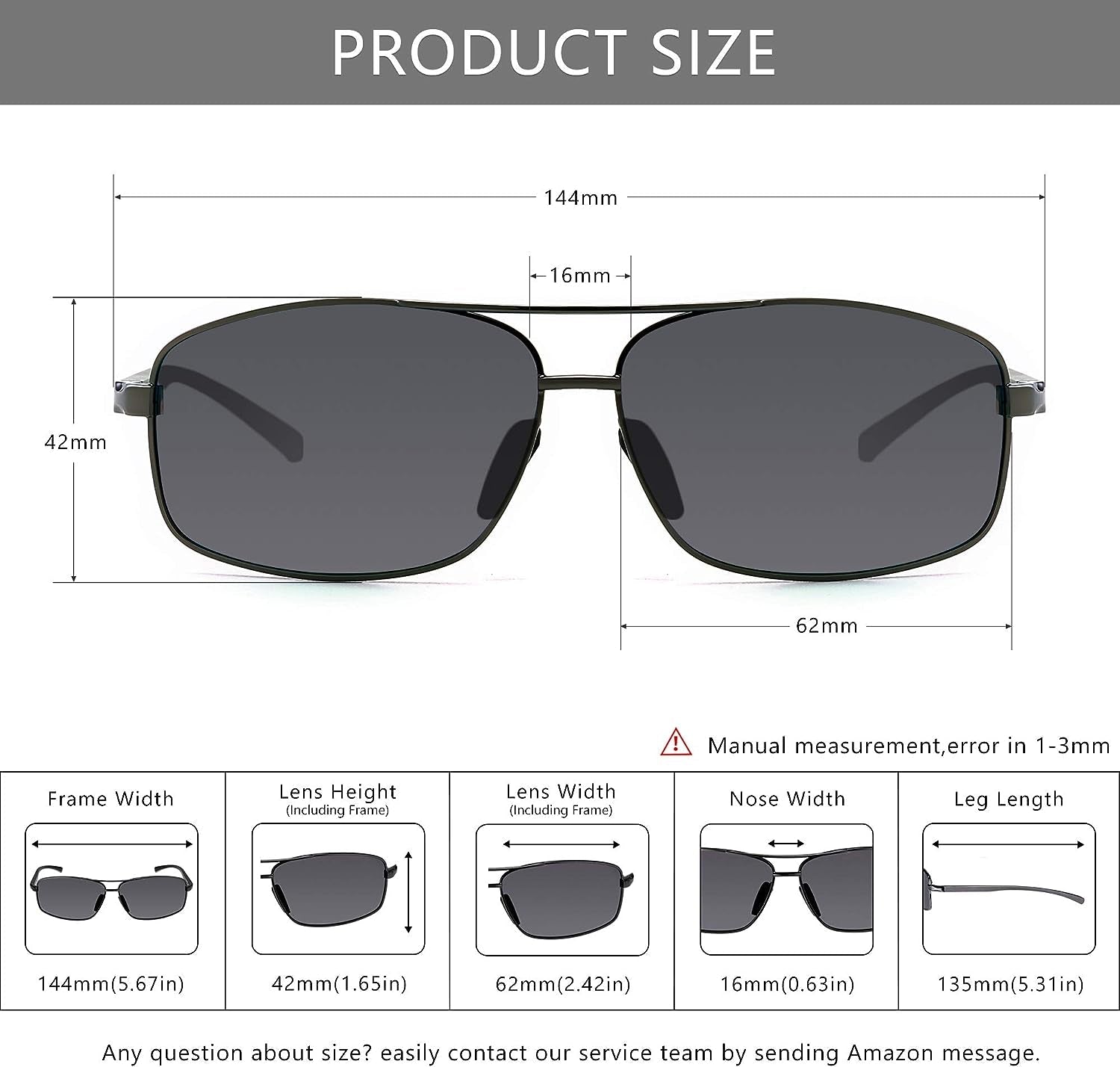 Ultra Lightweight Rectangular Polarized Sunglasses UV400 Protection