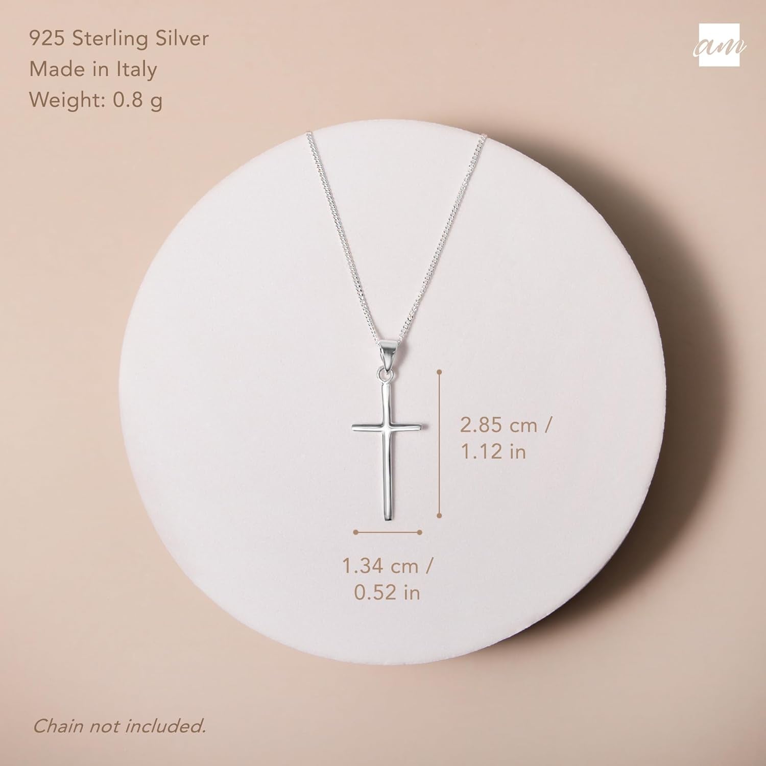 Unisex 925 Sterling Silver Cross Pendant