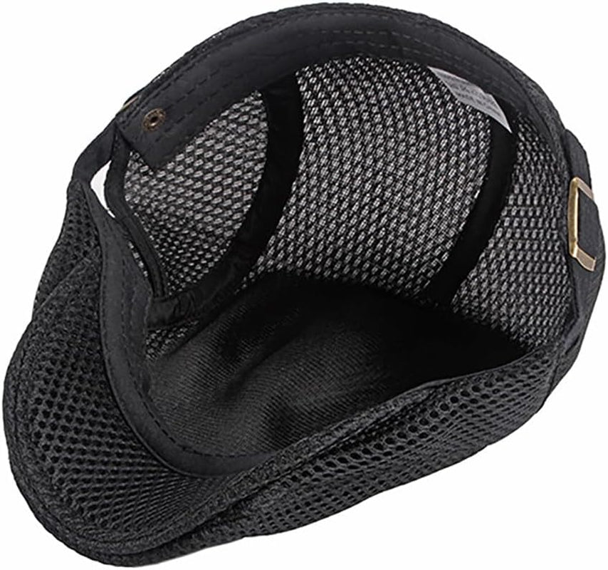 Mens Breathable Mesh Summer Hat Adjustable Newsboy Beret Ivy Cap Cabbie Flat Cap