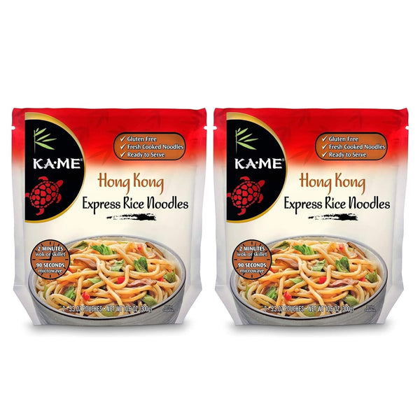 Authentic Hong Kong Rice Noodles - Gluten-Free Cantonese Cuisine - Perfect for Stir-Fries and Broths, Includes Noodles, Sauce, Vegetables and Toppings - 10.6Oz (Pack of 2)