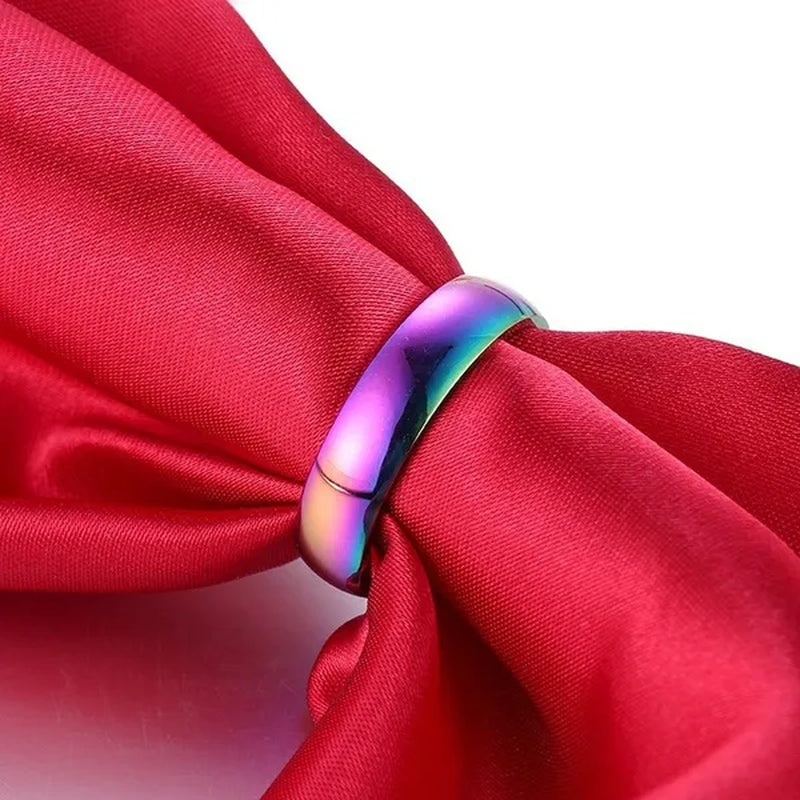 New Fashion Colorful Couple Diamond Ring Simple Glossy Wedding Engagement Titanium Steel Ring Jewelry Size 5-13