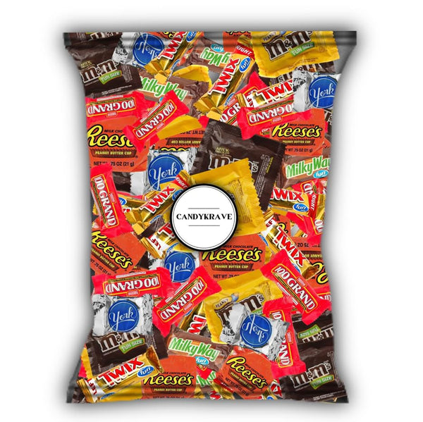 Assorted Bulk Candy Variety Pack - Reeses Peanut Butter Cup, Twix, 100 Grand Bar, Mily Way, M&M'S Milk Choclate, and Yorktreat for All Ages- Individually Wrapped - Bulk Candy Bag (2 Pound)
