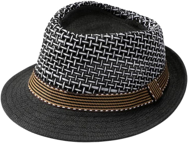 Mens 1920S Panama Fedora Hat Women Summer Mesh Straw Sun Hat Short Brim Cuban Trilby Derby Jazz Cap Packable Beach Dad Hat