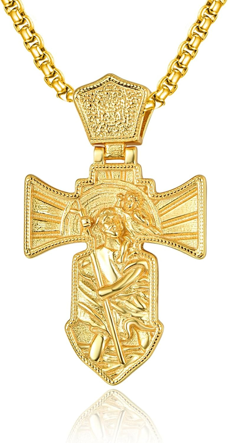St Michael/St Christopher Necklace S925 Sterling Silver Archangel Saint Michael Protect US Pendant Jewelry Graduation Gifts for Women Men