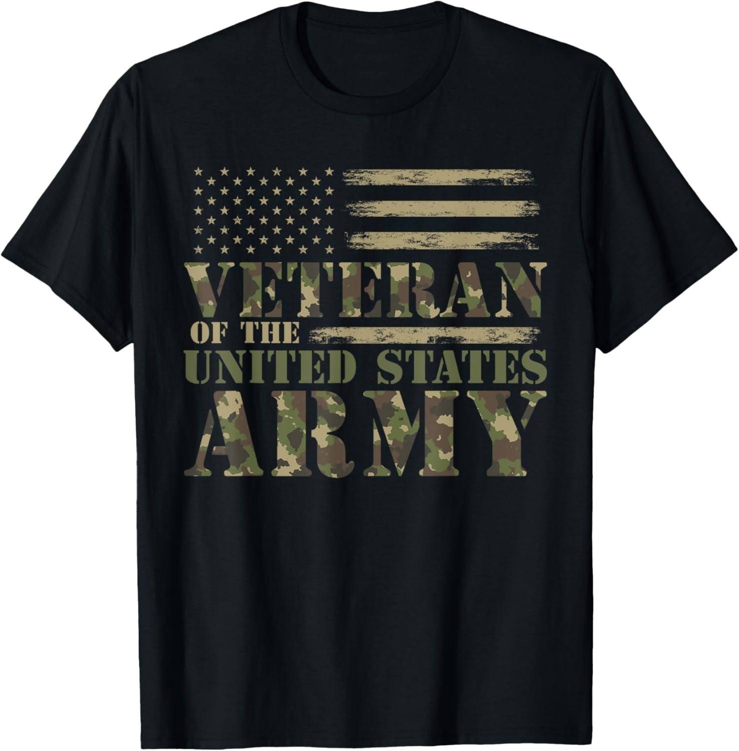 Veteran of the United States Army Camouflage US Flag Veteran T-Shirt